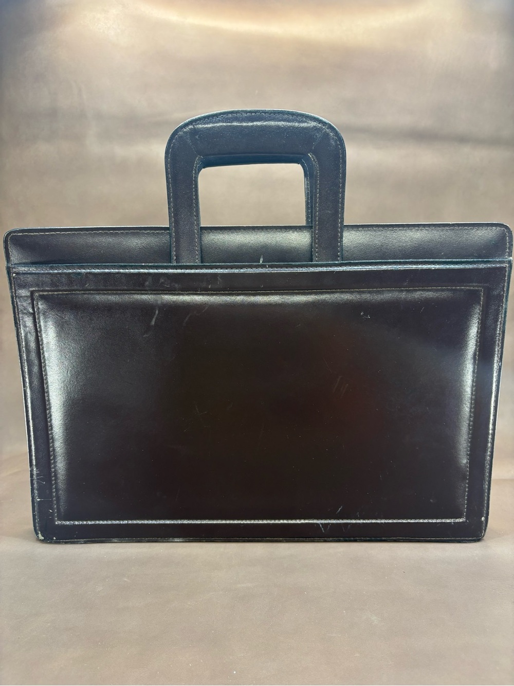 Brown Leather Portfolio Case with Retractable Handles